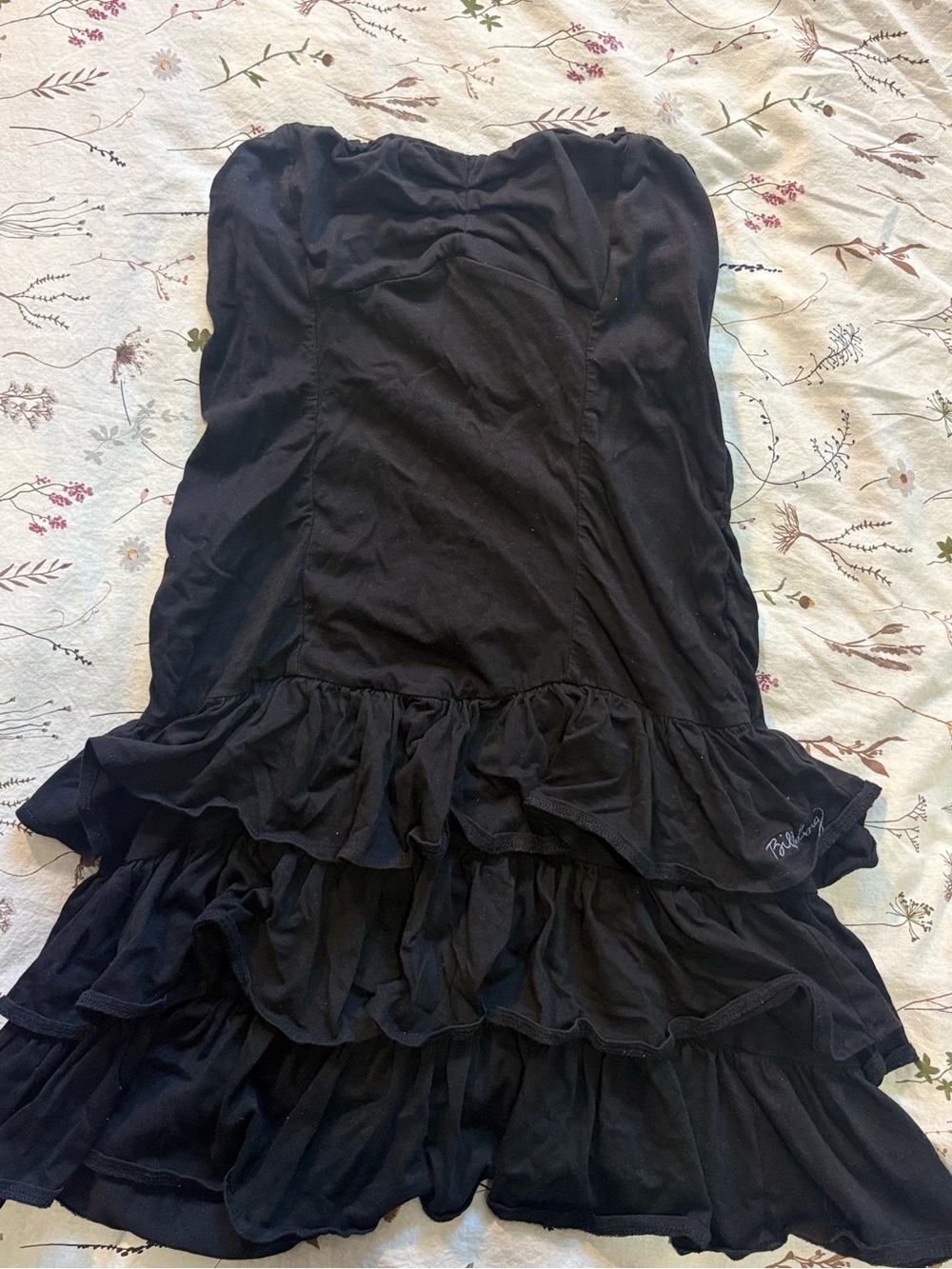 Billabong Black Strapless Ruffle Tiered Dress
